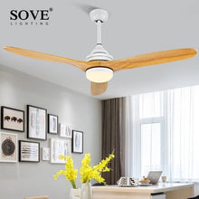 Load image into Gallery viewer, SOVE Black Industrial Vintage Ceiling Fan Wood Without Light Wooden Ceiling Fans Decor Remote Control Ventilador De Teto DC 220v